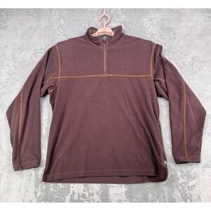 REI Fleece Pullover Mens Medium Brown 1/4 Zip Long Sleeve Outdoor Hiking Sweater